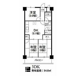 ジュネス21 3DKの間取図画像