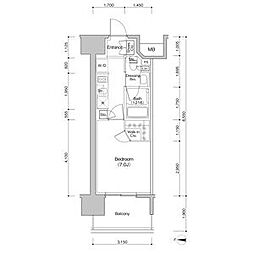 ザ・パークハビオ新栄 1Kの間取図画像