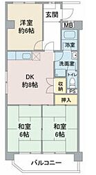 扶桑ハイツ2 3DKの間取図画像