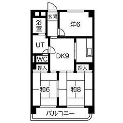 ロイヤルマンション丁田 3DKの間取図画像