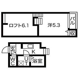 ルナフォルツァ神宮西 1Kの間取図画像
