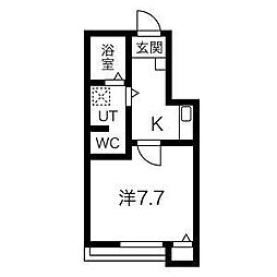 クレフラスト守山西 1Kの間取図画像