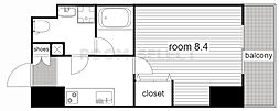WESTIN上前津 1Kの間取図画像