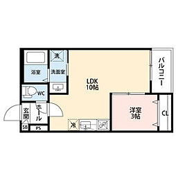 GRANDBLUENAGASUKA1 1LDKの間取図画像