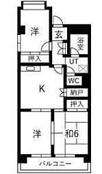 シャンポール幹1 3DKの間取図画像