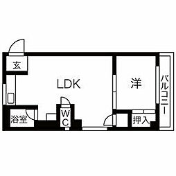 Court本陣 1LDKの間取図画像