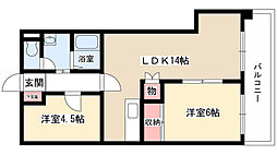 スカイライフ新宿 2LDKの間取図画像