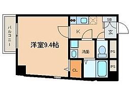 スカイコート葵 1Kの間取図画像