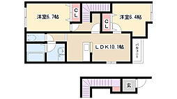 プリオール椿 2LDKの間取図画像