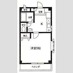 ボヌール川上 1Kの間取図画像