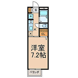 サンライズ唐山 1Kの間取図画像