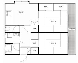 マンション川原 2DKの間取図画像