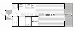 プレサンス名古屋STATIONザ・シティ ワンルームの間取図画像