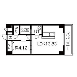 GRANDUKE千代田regaria 1LDKの間取図画像