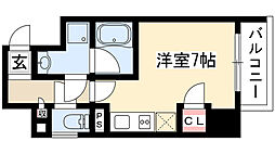 スクエアアパートメント ワンルームの間取図画像