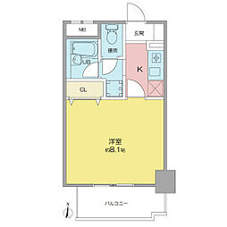 ディアコートA 1Kの間取図画像