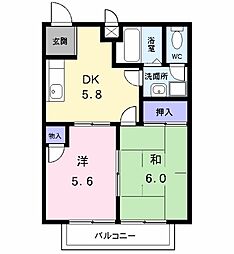 ピアときわ 2DKの間取図画像