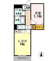 ロータス亀島 1LDKの間取図画像