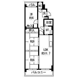 宝東海橋ハイツ 3LDKの間取図画像