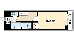 パラシオン車道西館 1Kの間取図画像