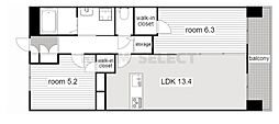 S-RESIDENCE茶屋ヶ坂EAST 2LDKの間取図画像