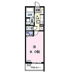 キャッスル横前 1Kの間取図画像