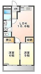 シティーマンション愛 2LDKの間取図画像