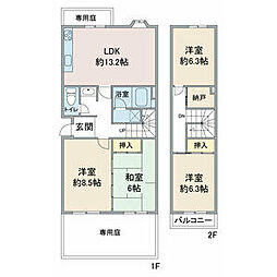八事本町第二住宅2号棟 4SLDKの間取図画像