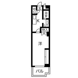 ENSHOW2 1Kの間取図画像