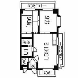 シャンポール天子田 2LDKの間取図画像