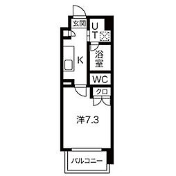アールズタワー宝が丘 1Kの間取図画像
