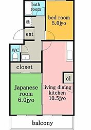 サンコーハイツ 2LDKの間取図画像