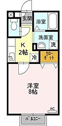 パセオ稲生 1Kの間取図画像