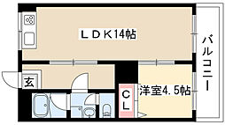 スカイル白川 1LDKの間取図画像