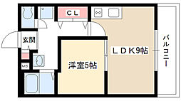 ジュネス平和ヶ丘 1LDKの間取図画像