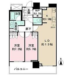 ブリリアタワー名古屋グランスイート 2LDKの間取図画像