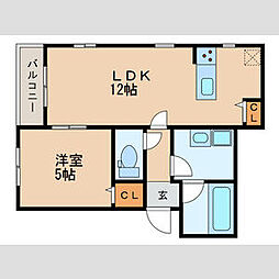 Zecca日比野 1LDKの間取図画像