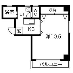 アッサンブラージュ 1Kの間取図画像