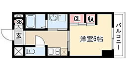 エグゼ原 1Kの間取図画像