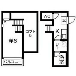 アルバーノ北山 1Kの間取図画像