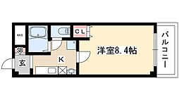 レジデンス赤坂 1Kの間取図画像