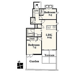 シーズンステージ本山 2LDKの間取図画像