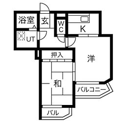 ラウムズ虹ケ丘 2Kの間取図画像