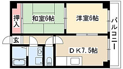 アベニュー泉 2DKの間取図画像