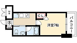 レジディア鶴舞 1Kの間取図画像