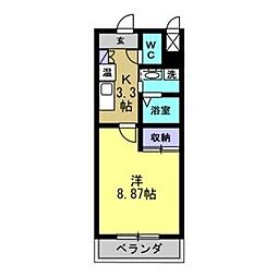 ハイツ山光 1Kの間取図画像