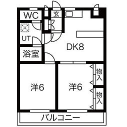 ガーデンコート新栄 2DKの間取図画像