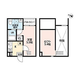 F.F.プレミア 1Kの間取図画像