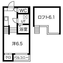 グランデ本陣 1Kの間取図画像