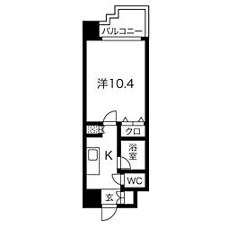 鶴舞パークヒルズ 1Kの間取図画像